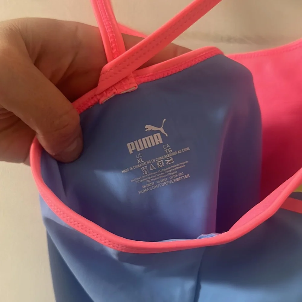 PUMA ONE PIECE SWIMSUIT: DAYDREAM BLUE/PINK: NEW WITH TAGS: SIZE XL